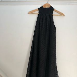 Black Halter Texture Polka Dot Dress